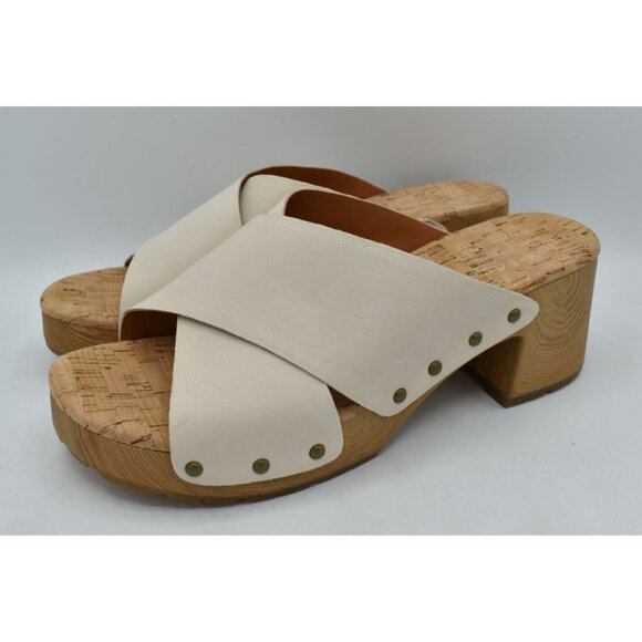 Kork-Ease Womens Size 10 Tatum White Full Grain Leather Heeled Platform Sandals - Picture 1 of 13